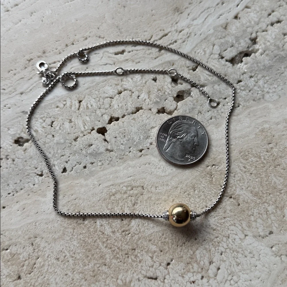 David Yurman Solari necklace sterling silver with 18k ball and diamonds - Picture 7 of 10